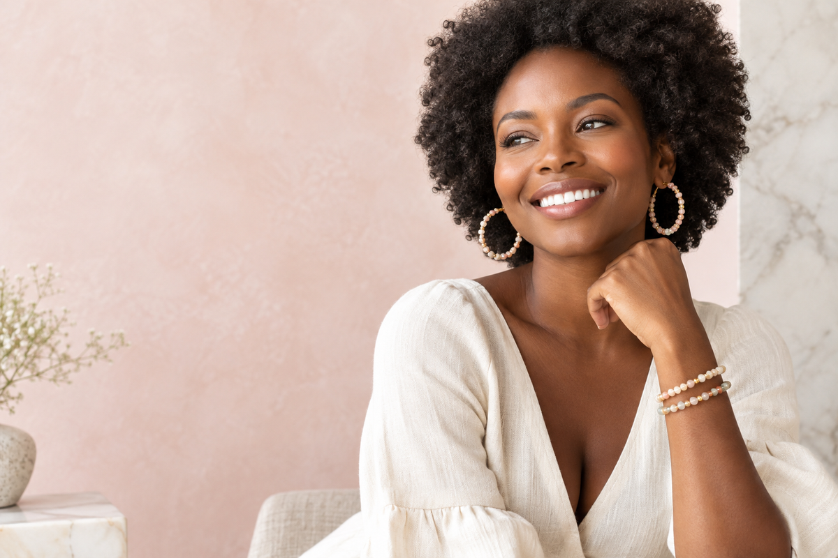 Proposed homepage image of a woman wearing jewelry